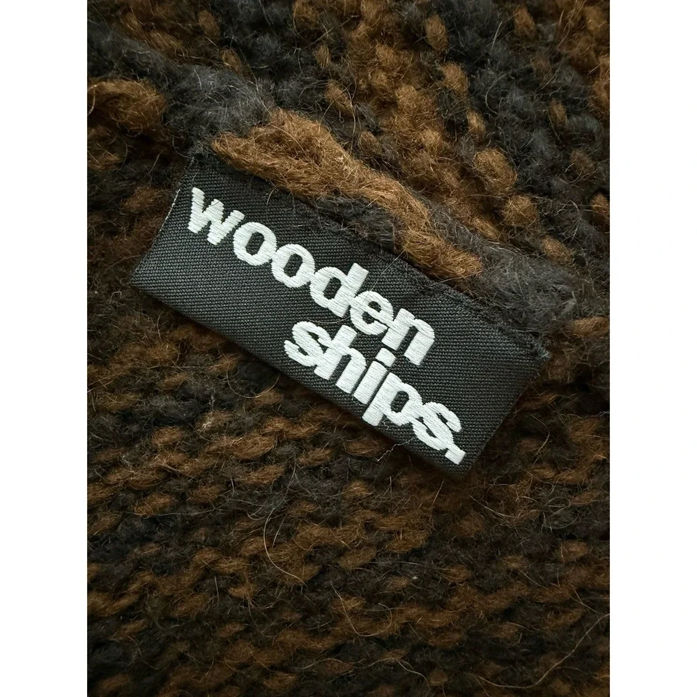 Wooden Ships Striped Scarf One Size Wool Mohair Hipster Cozy Chunky Knit Winter